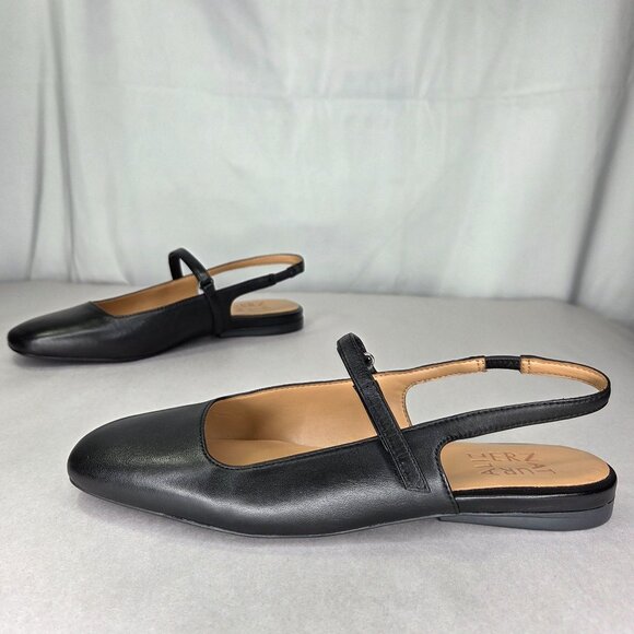 Naturalizer Shoes - NWT Naturalizer Women's Connie Mary Jane Slingback Flat Shoes (Black Leather)